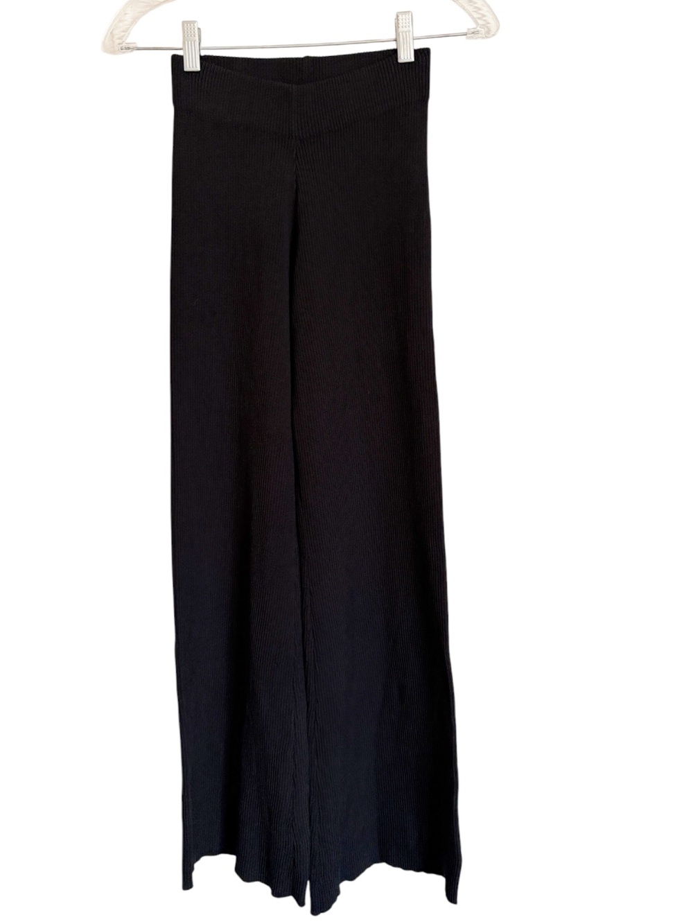 DISSH Elsie Black Knit Ribbed Wide Leg Pull-on High Waisted Pant size XS